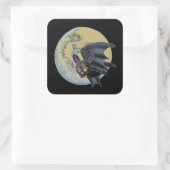 Funny Drink Halloween Full Moon Bat Vierkante Sticker (Tas)