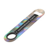 Funny Drink Joke Faux Holographic Monogram Name Speed Flessenopener (Voorkant Gekanteld)