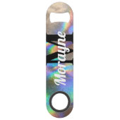 Funny Drink Joke Faux Holographic Monogram Name Speed Flessenopener (Achterkant)