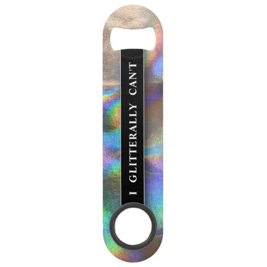 Funny Drink Joke Faux Holographic Monogram Name Speed Flessenopener (Voorkant)