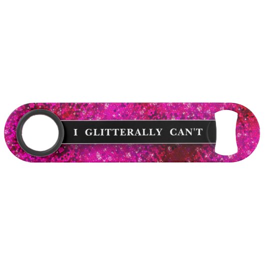Funny Drink Joke Hot Pink Glitter Monogram Naam Speed Flessenopener (Voorkant (Horizontaal))