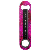 Funny Drink Joke Hot Pink Glitter Monogram Naam Speed Flessenopener (Voorkant)