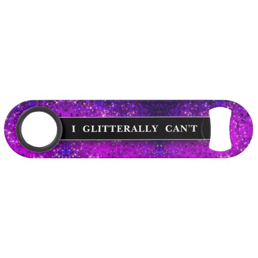 Funny Drink Joke Paars Glitter Monogram Naam Speed Flessenopener (Voorkant (Horizontaal))