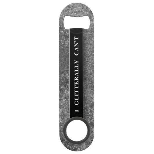 Funny Drink Joke Silver Glitter Monogram Naam Speed Flessenopener (Voorkant)