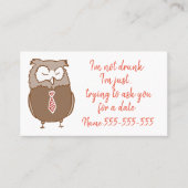 Funny drink owl date visitekaartje (Voorkant)