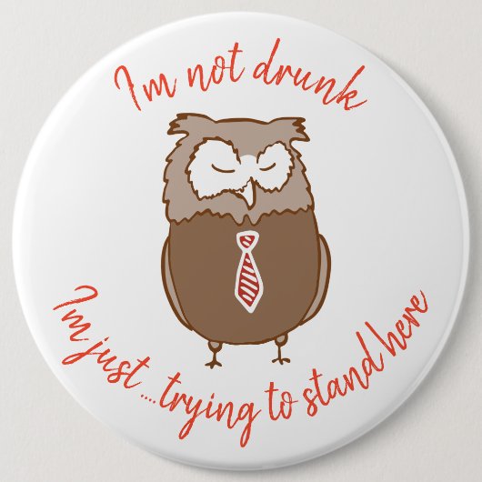 Funny drink owl ronde button 6,0 cm (Voorkant)