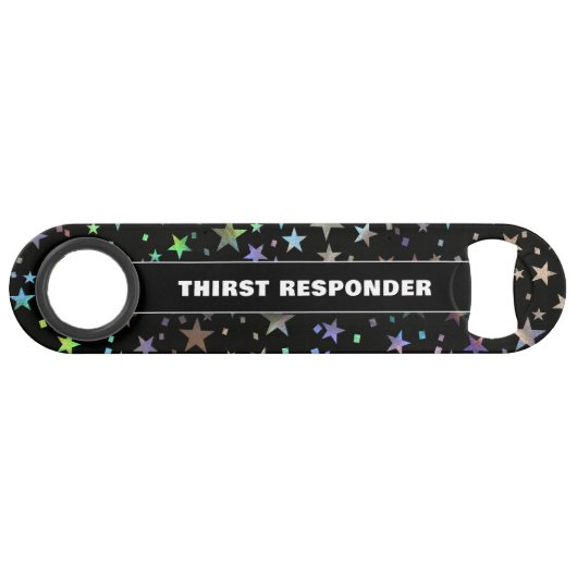 Funny Drink Quote Faux Holographic Rainbow Star Speed Flessenopener (Voorkant (Horizontaal))