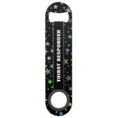 Funny Drink Quote Faux Holographic Rainbow Star Speed Flessenopener (Voorkant)