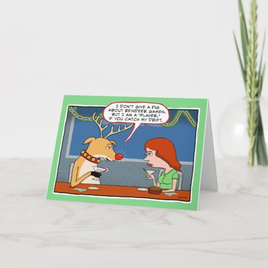 Funny Drink rendierkerst Feestdagen Kaart (Voorkant)