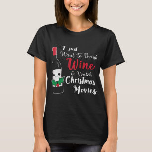 Funny Drink Wine Watch-kerstfilms T-shirt