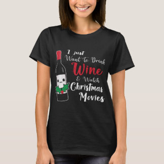 Funny Drink Wine Watch-kerstfilms T-shirt