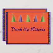 Funny Drink Witches Happy Halloween op Kaart (Voorkant / Achterkant)