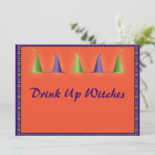 Funny Drink Witches Happy Halloween op Kaart (Staand voorkant)