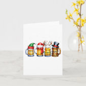 Funny Drinking Christmas Santa Beer Christmas Ligh Kaart (Gele Bloem)