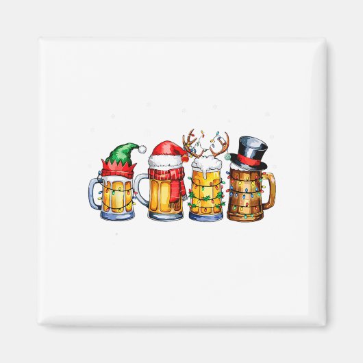 Funny Drinking Christmas Santa Beer Christmas Ligh Magneet (Voorkant)