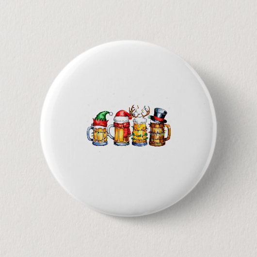 Funny Drinking Christmas Santa Beer Christmas Ligh Ronde Button 5,7 Cm (Voorkant)