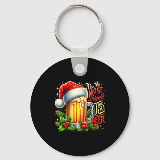 Funny Drinking Christmas Santa Beer Lovers Trend N Sleutelhanger (Voorkant)