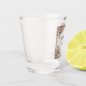 Funny Drinking Themed Bottoms Up! Lotus Art Border Shot Glas (Links)