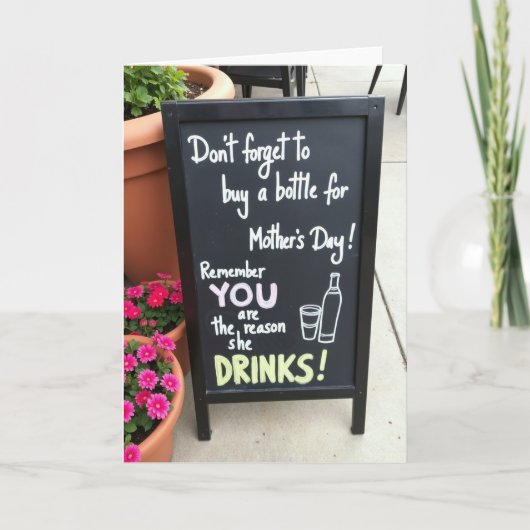 Funny Drinks Mothers Day Message Card Kaart (Voorkant)