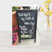 Funny Drinks Mothers Day Message Card Kaart (Gele Bloem)