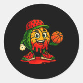 Funny Dripping Watermelon Basketball Watermelon Da Ronde Sticker (Voorkant)
