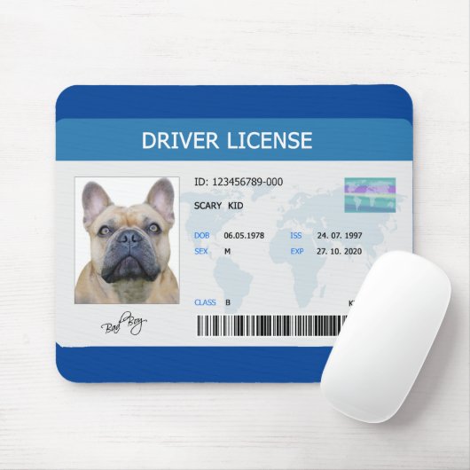 Funny driver licence voor hond muismat (Met muis)