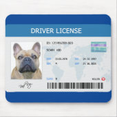 Funny driver licence voor hond muismat (Voorkant)