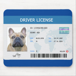 Funny driver licence voor hond muismat