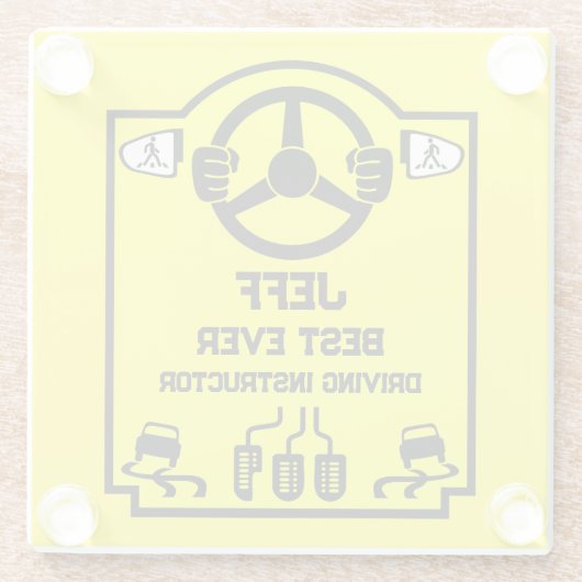 Funny Driving Instructor Gift Glazen Onderzetter (Achterkant)