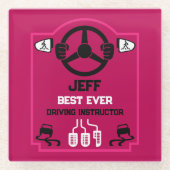 Funny Driving Instructor Gift Glazen Onderzetter (Voorkant)