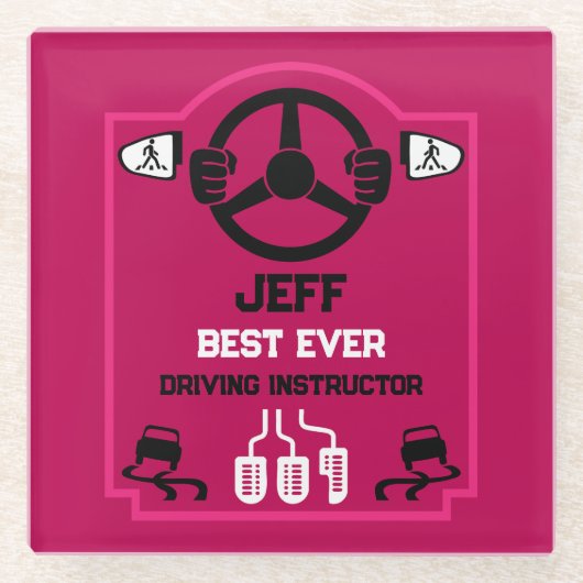 Funny Driving Instructor Gift Glazen Onderzetter (Voorkant)