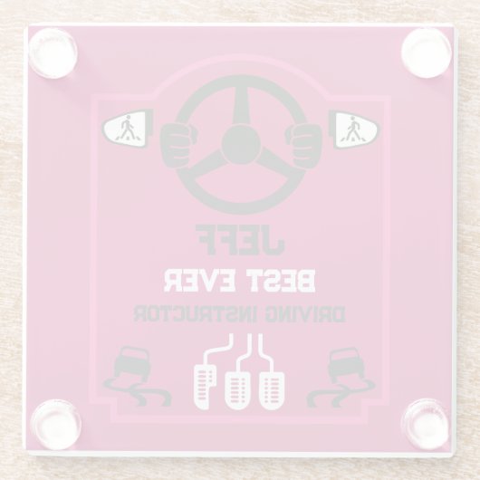 Funny Driving Instructor Gift Glazen Onderzetter (Achterkant)