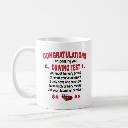 Funny Driving Test Novelty Koffiemok (Links)