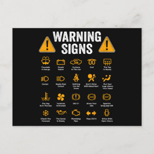 Funny Driving Warning Signs 101 Auto Mechanic Gift Briefkaart
