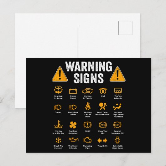 Funny Driving Warning Signs 101 Auto Mechanic Gift Briefkaart (Voorkant / Achterkant)