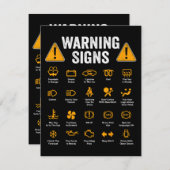 Funny Driving Warning Signs 101 Auto Mechanic Gift Informatiekaartje (Voorkant / Achterkant)
