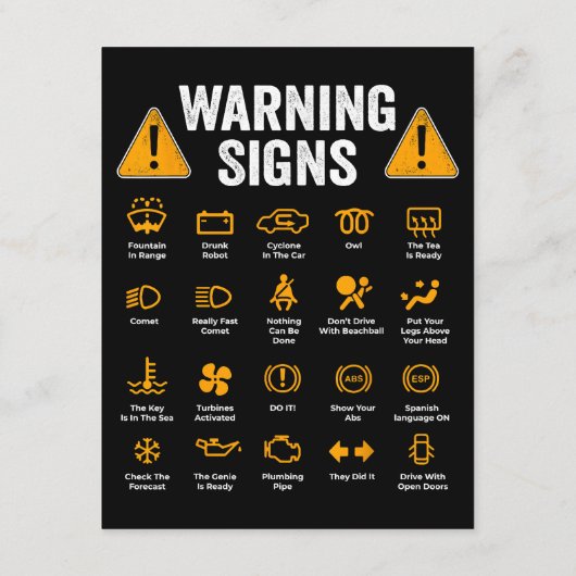 Funny Driving Warning Signs 101 Auto Mechanic Gift Informatiekaartje (Achterkant)
