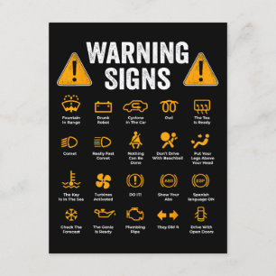 Funny Driving Warning Signs 101 Auto Mechanic Gift Informatiekaartje