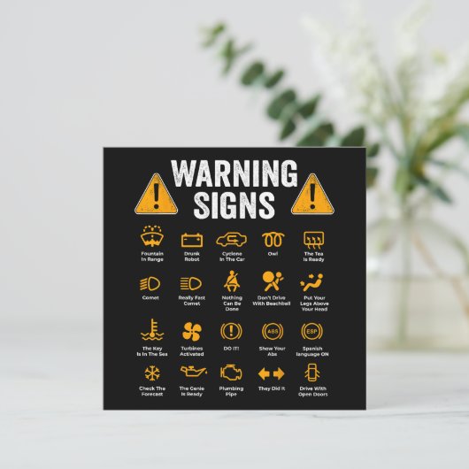 Funny Driving Warning Signs 101 Auto Mechanic Gift Kaart (Staand voorkant)