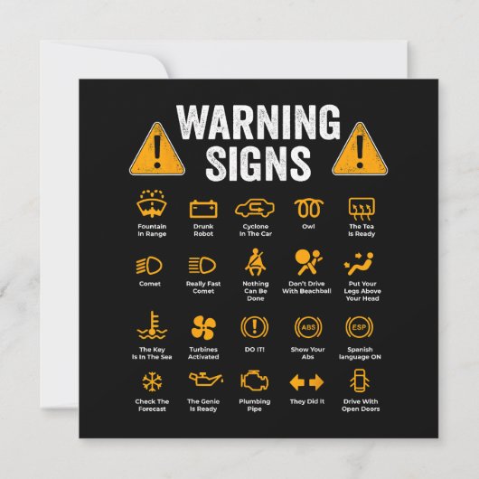 Funny Driving Warning Signs 101 Auto Mechanic Gift Kaart (Achterkant)