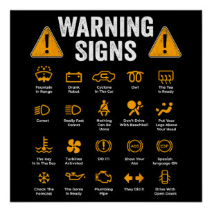 Funny Driving Warning Signs 101 Auto Mechanic Gift Perfect Poster