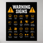 Funny Driving Warning Signs 101 Auto Mechanic Gift Poster (Voorkant)