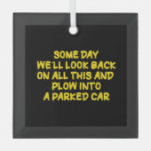 Funny Driving While Nostalgic Cautionary Quote Glas Ornament (Voorkant)