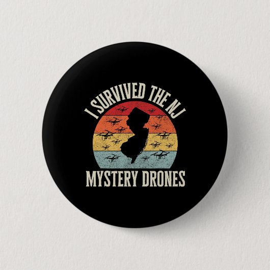 Funny Drone Lover I Survived The New Jersey Myster Ronde Button 5,7 Cm (Voorkant)