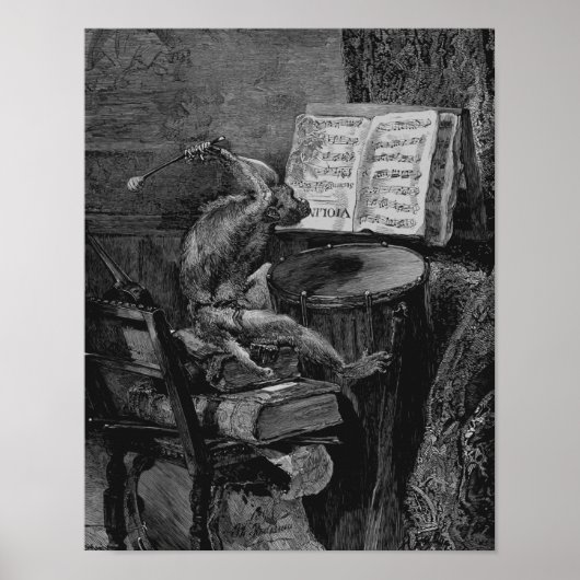 Funny  Drum Music Art Print Monkey Drummer (Voorkant)