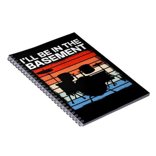 Funny Drum Set Retro Drummer Notitieboek (Rechterzijde)