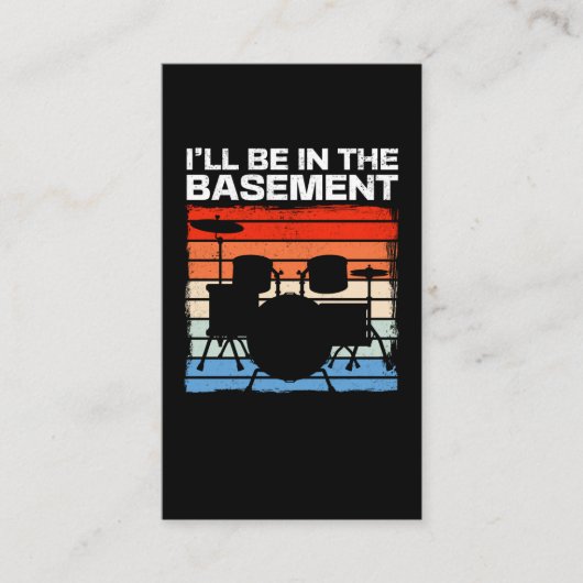 Funny Drum Set Retro Drummer Visitekaartje (Voorkant)