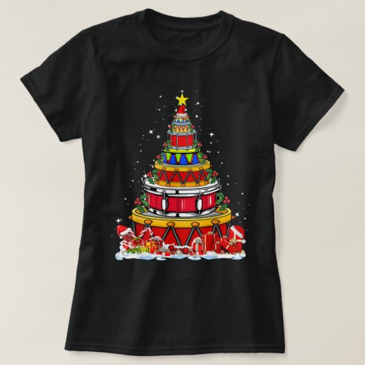 Funny Drumline-kerstbomen T-shirt (Design voorkant)