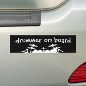 Funny Drummer aan boord Drum Kit Drumming Musicus Bumpersticker (Op auto)