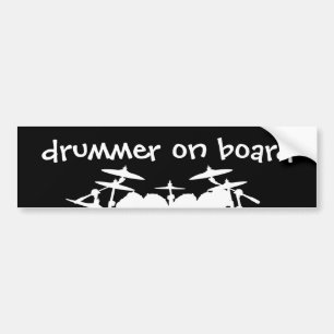 Funny Drummer aan boord Drum Kit Drumming Musicus Bumpersticker